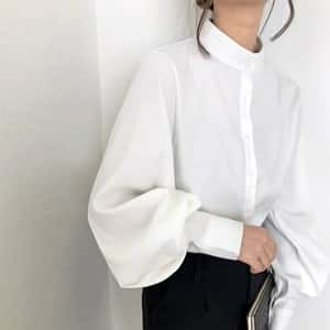 Balloon Sleeve Button-Up Shirt